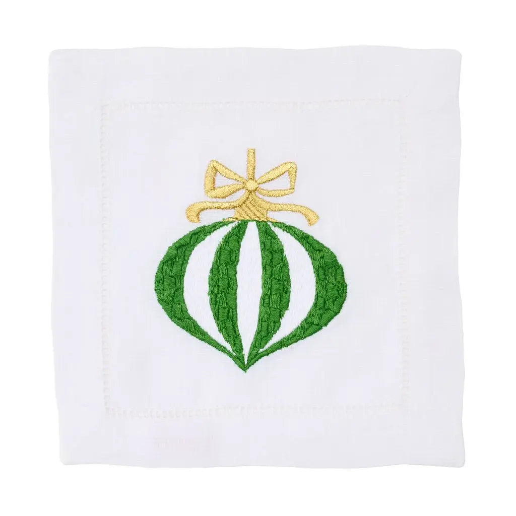 Vintage Bauble Embroidered Cocktail Napkins