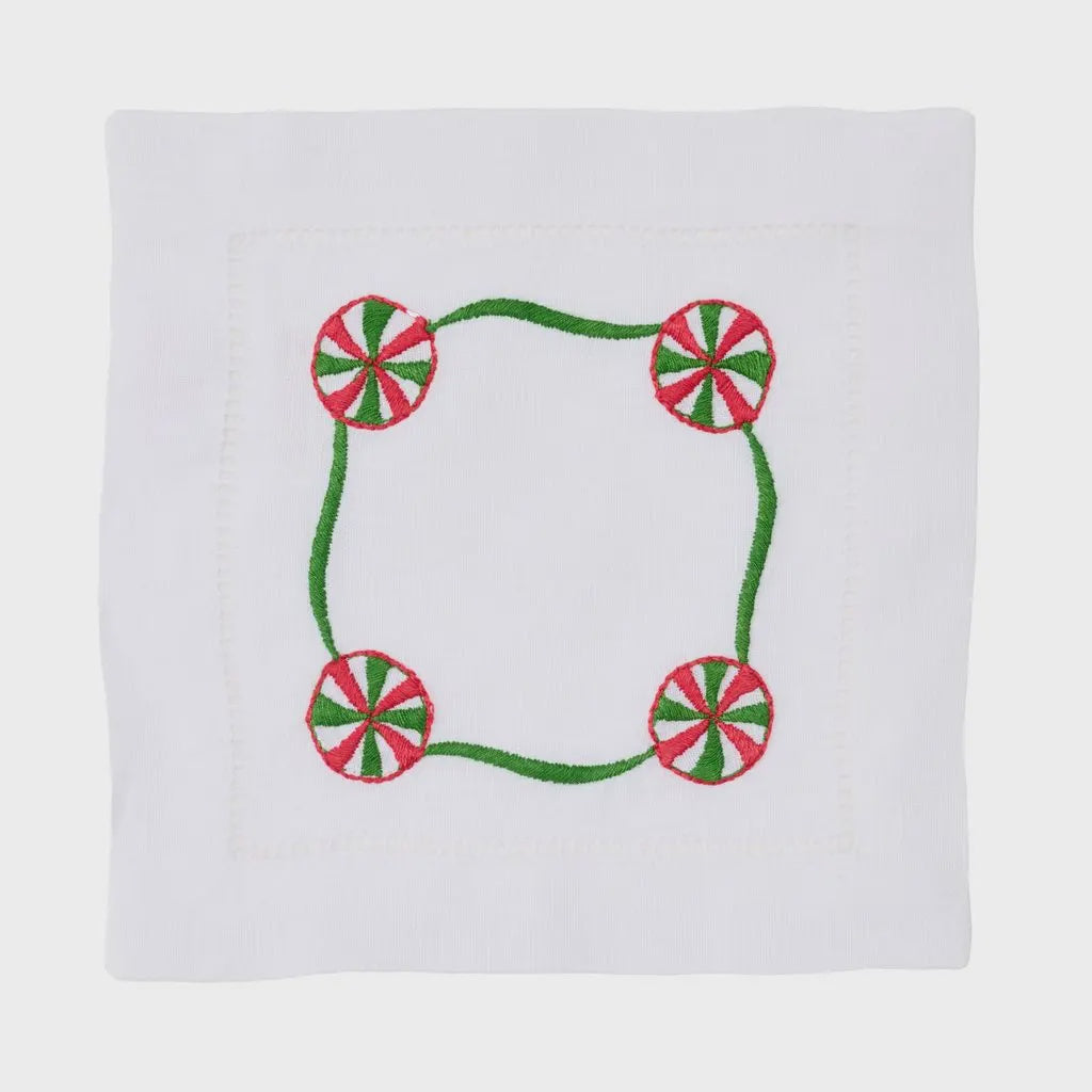 Merry Mint Embroidered Cocktail Napkin