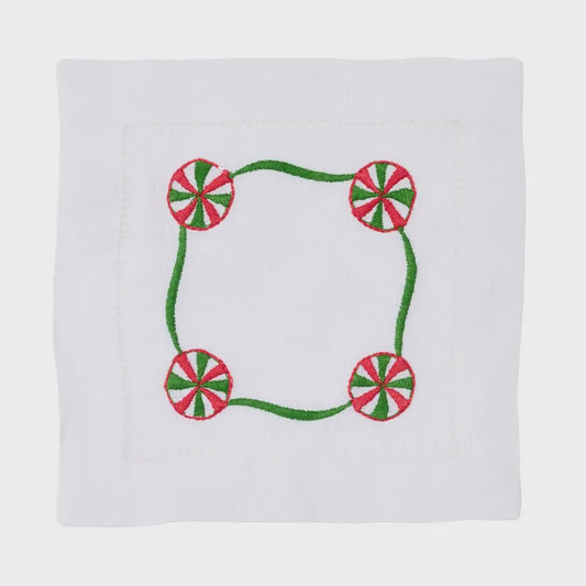 Merry Mint Embroidered Cocktail Napkin