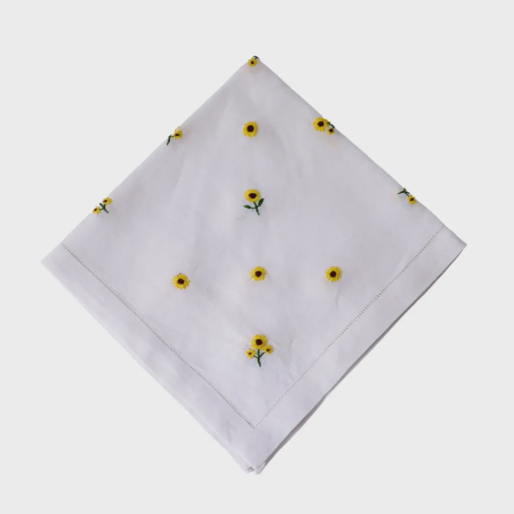 Scattered Sunflower Embroidered Napkin