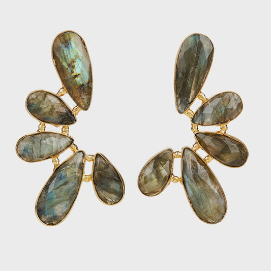 Labradorite Marquis Semicircle Earrings