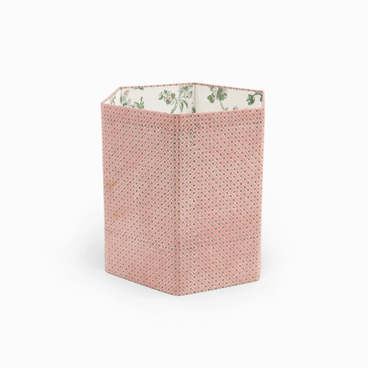 Block Printed Hexagon Collapsible Basket