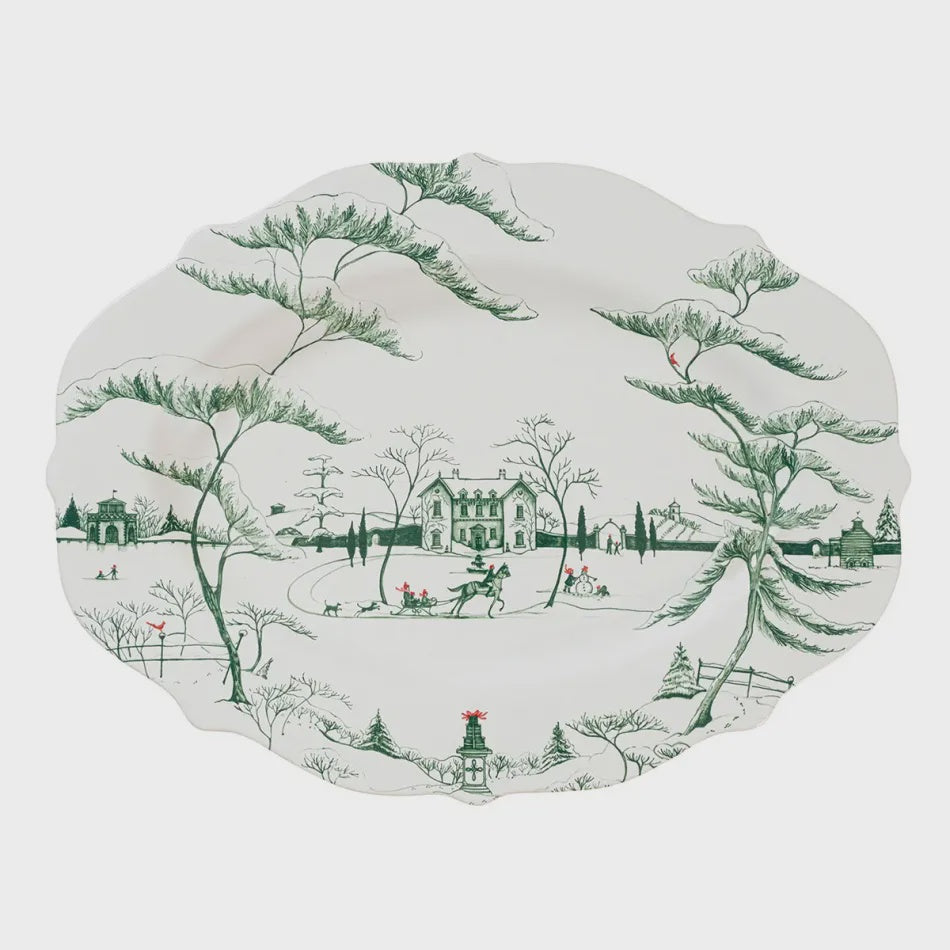 Country Estate Evergreen Winter Frolic 18" Platter