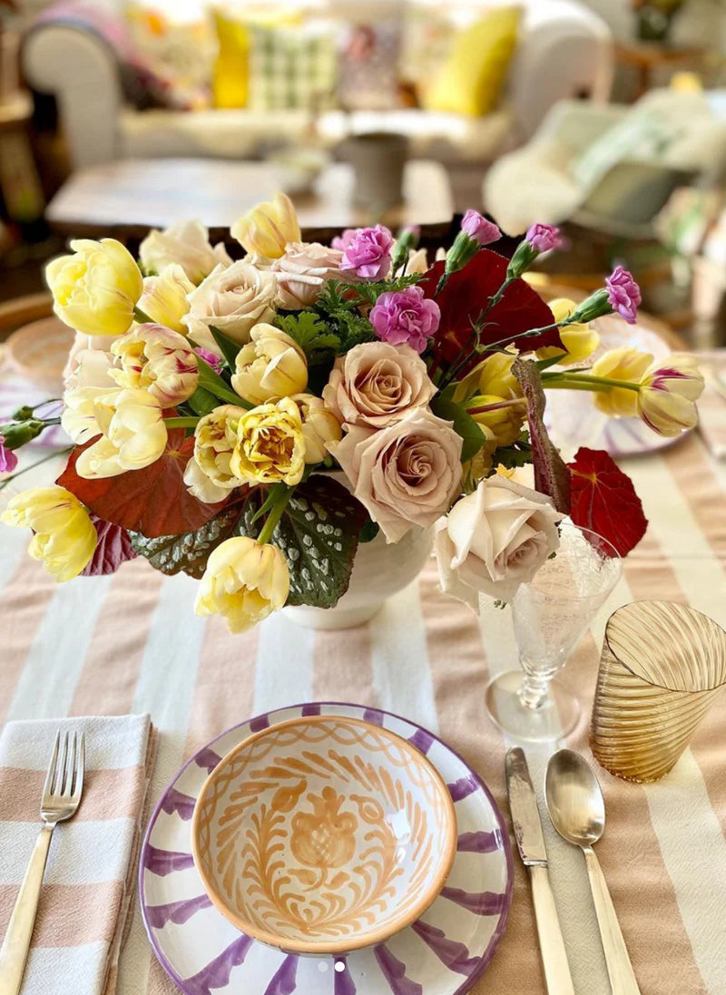 Salad Plate with Candy Cane Stripes - Lilac