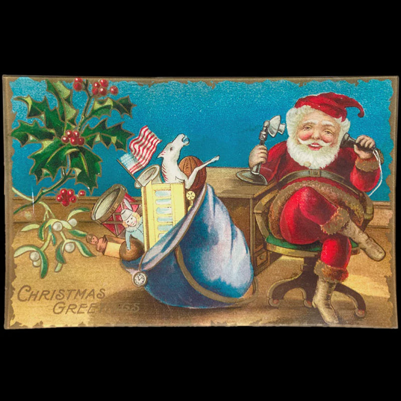 Christmas Greetings (Santa on the Phone) Letter Tray 9 x 14