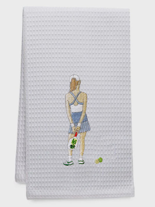 Pickle Ball Girl Waffle Weave Towel
