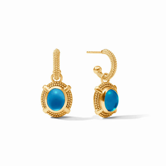 Cabochon Hoop & Charm Earrings