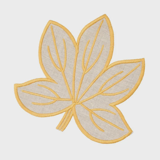 Flax Harvest Leaf Linen Coaster - Set of 4