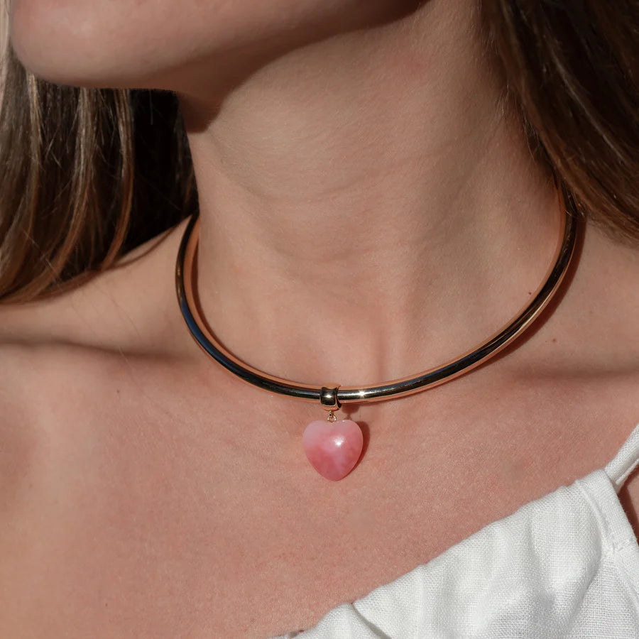 Gemma Pink Opal Heart Bail Charm