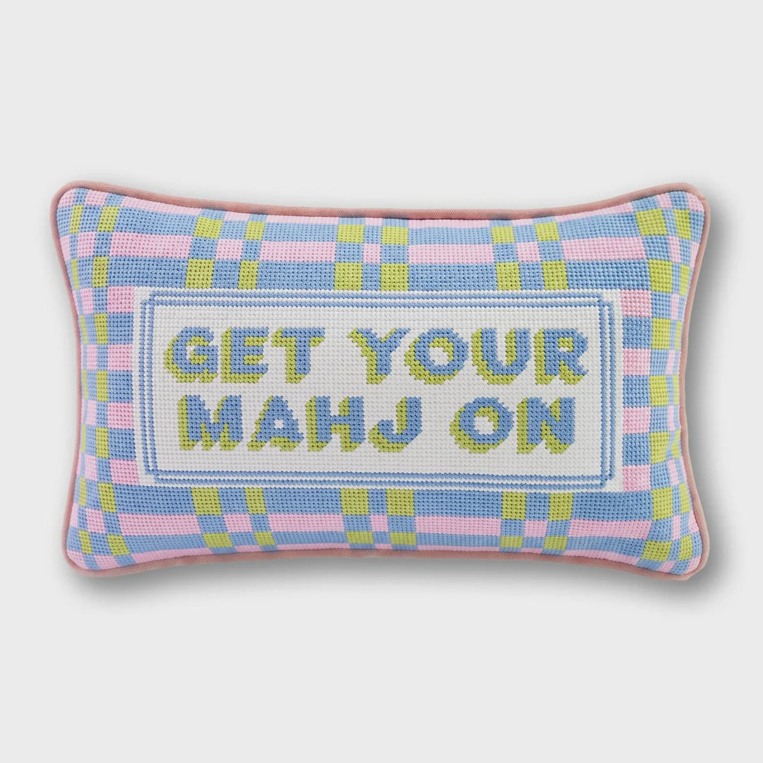 Get Your Mahj On Needlepoint Pillow