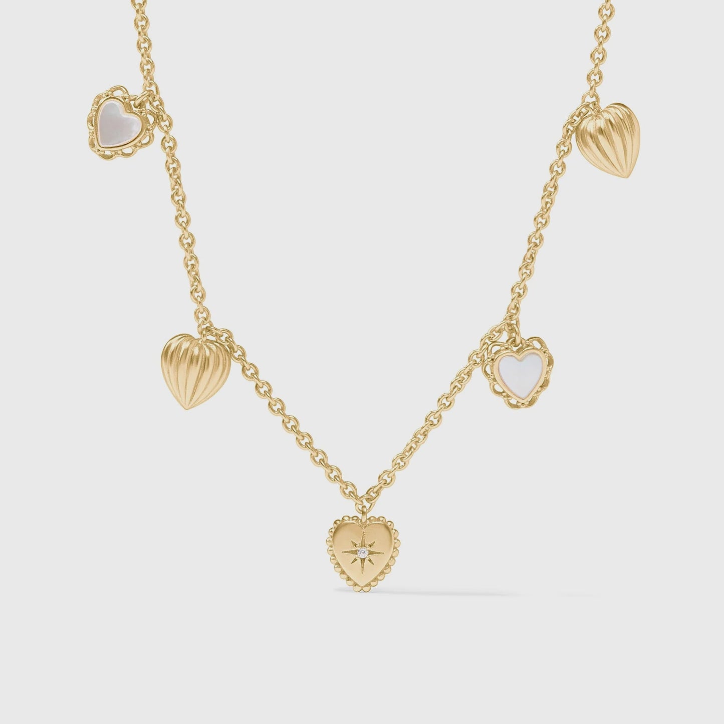 Heart Delicate Charm Necklace - Mother of Pearl