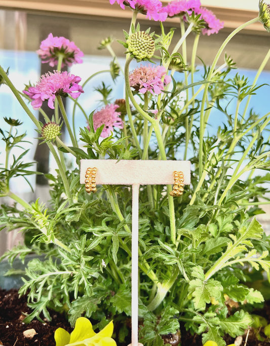 Gold Beaded Huggie Hoops