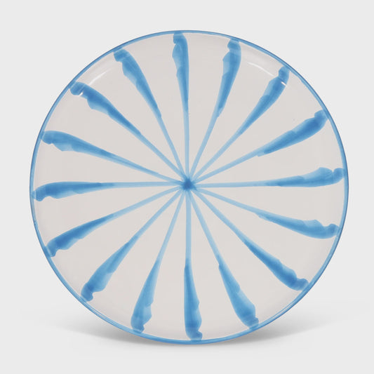 Dinner Plate with Candy Cane Stripes - Sky Blue