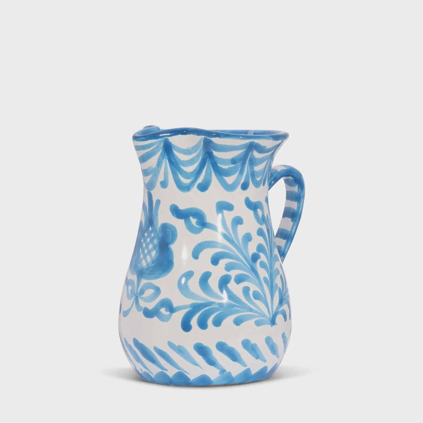 Small Pitcher with Handpainted Designs - Sky Blue