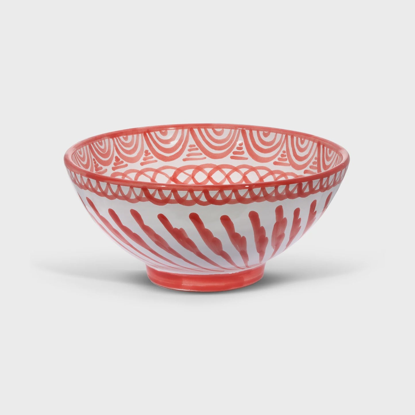 Medium Bowl with Handpainted Designs -Coral