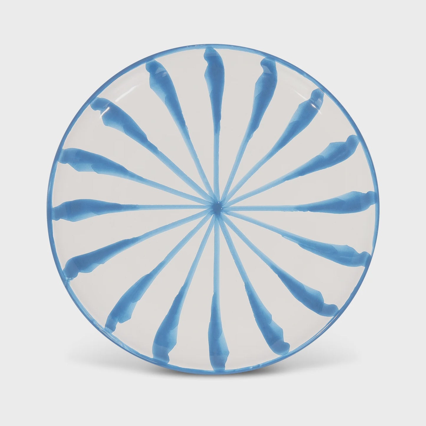 Salad Plate with Candy Cane Stripes - Sky Blue