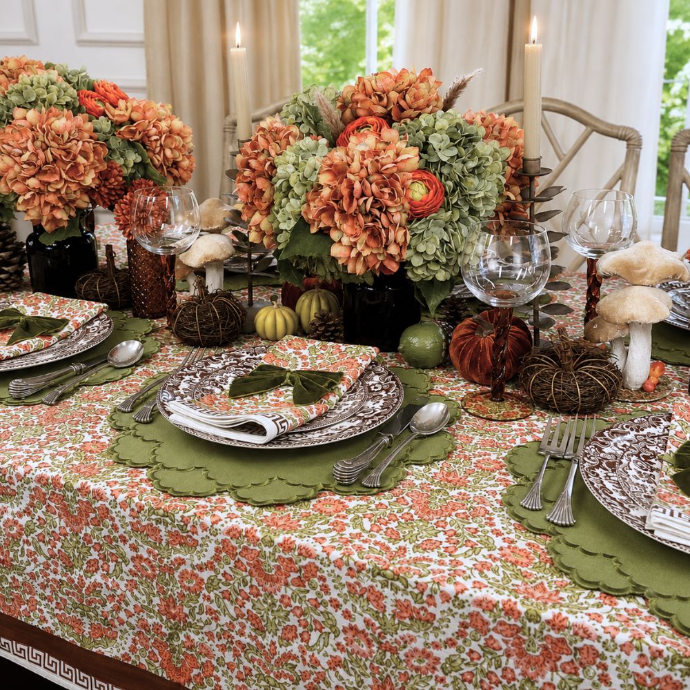 Larkspur & Bramble: Pumpkin and Sage Tablecloths