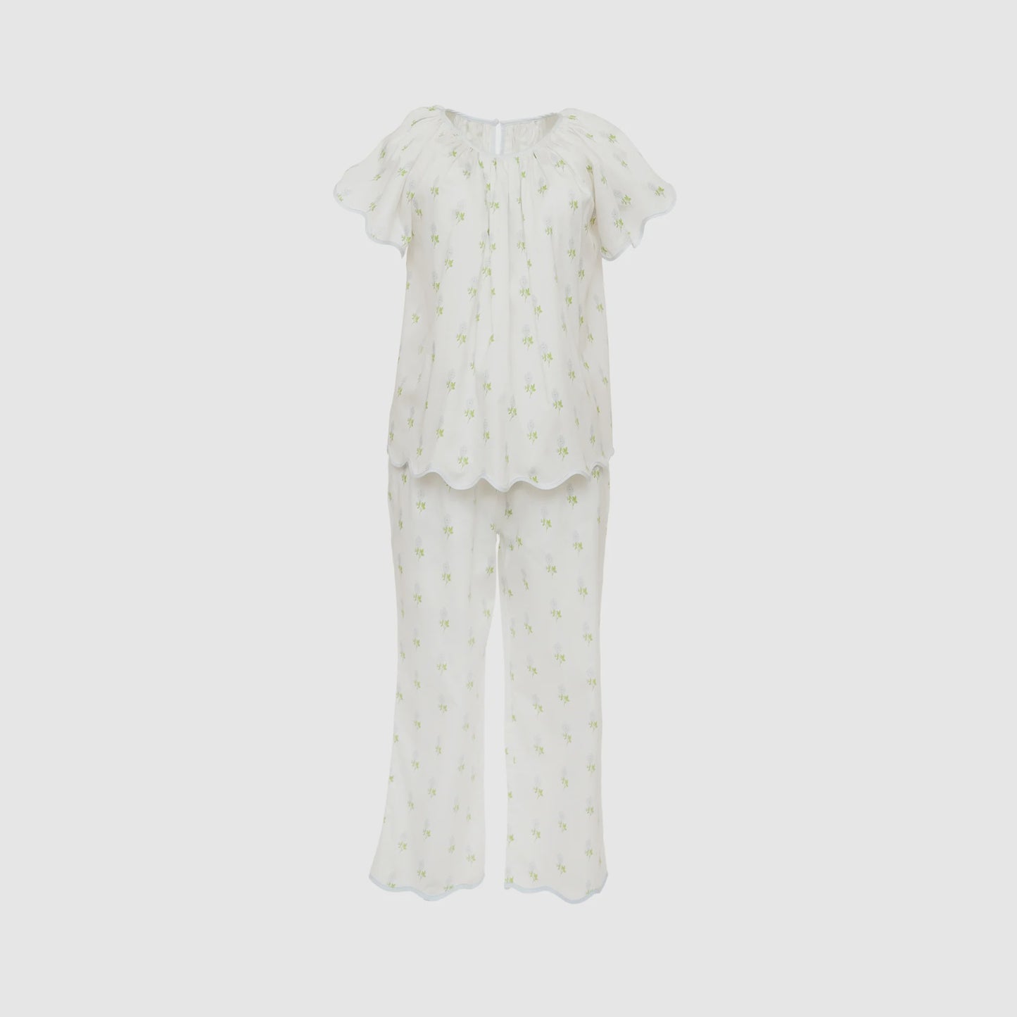 Vandy Scalloped Tape Trim Short Sleeve Pajamas