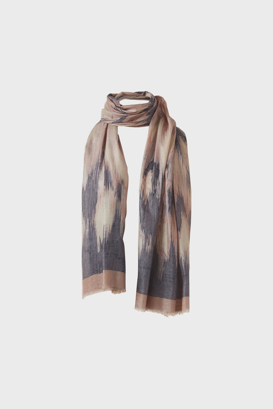 Brushed Ikat Print Scarf