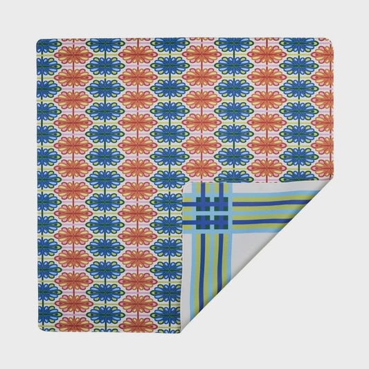 Mod Bird Bam & Plaid Double- Sided Mahjong Mat