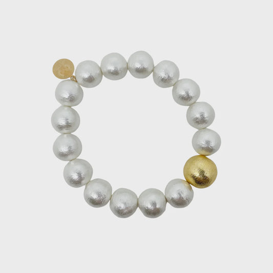 Olivia Cotton Pearl & Gold Bracelet