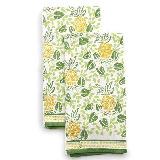 Pineapple Party Green & Yellow Tea Towels - Set of 2