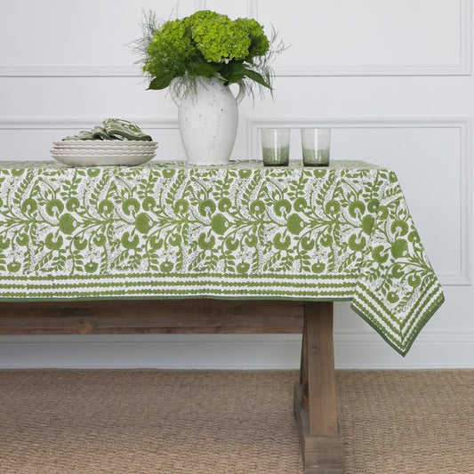 Cactus Flower Tablecloth - Lettuce Green