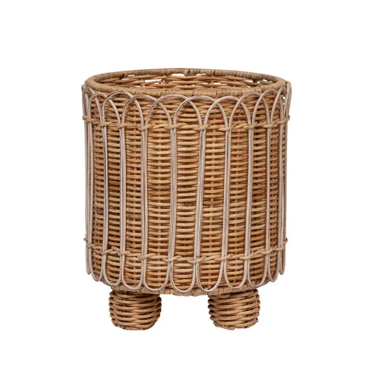 Provence Rattan Whitewash 8" Round Planter