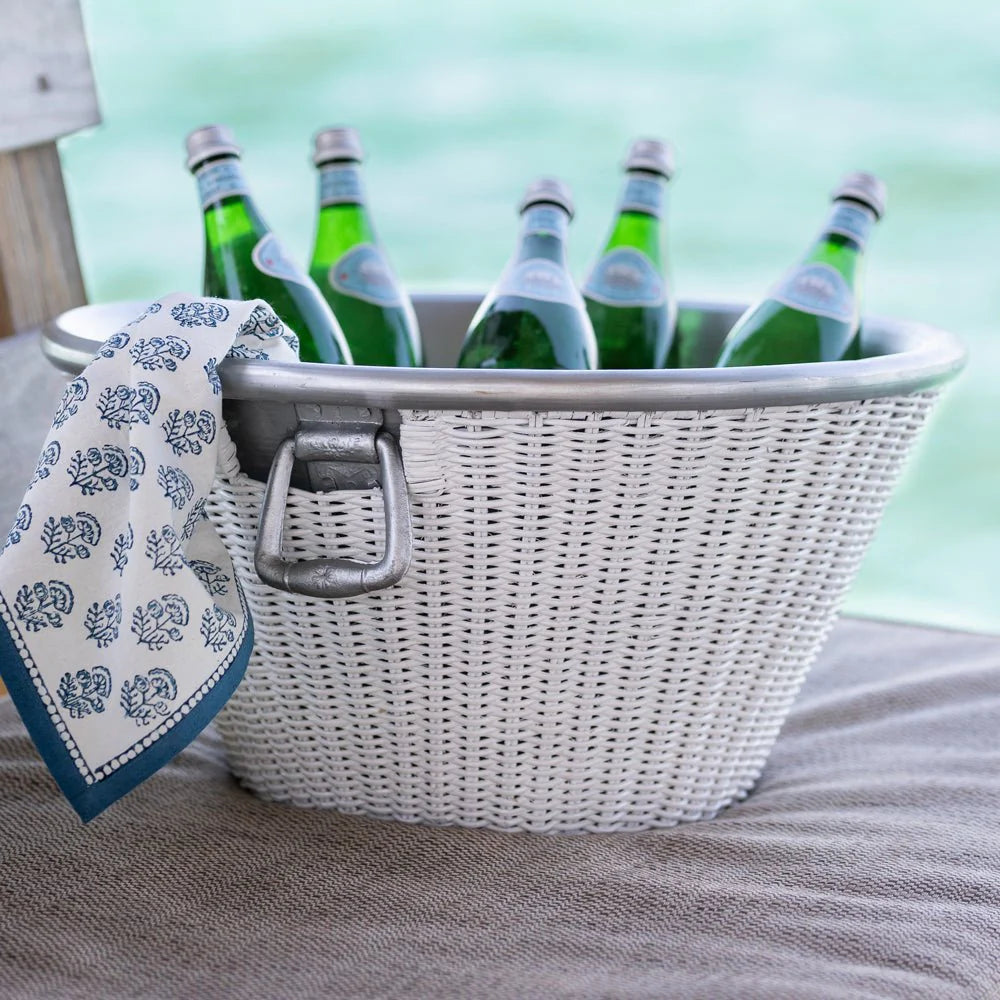 Woven Rattan/Aluminum Ice Bucket with Handles
