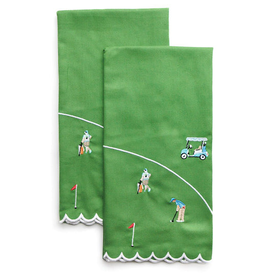 Day at the Golf Course Tea Towels