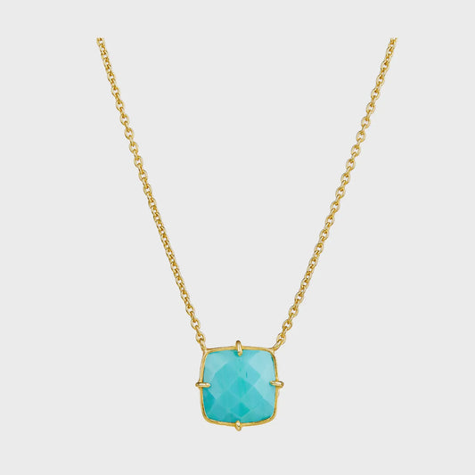 Turquoise Bezel Set Square Necklace