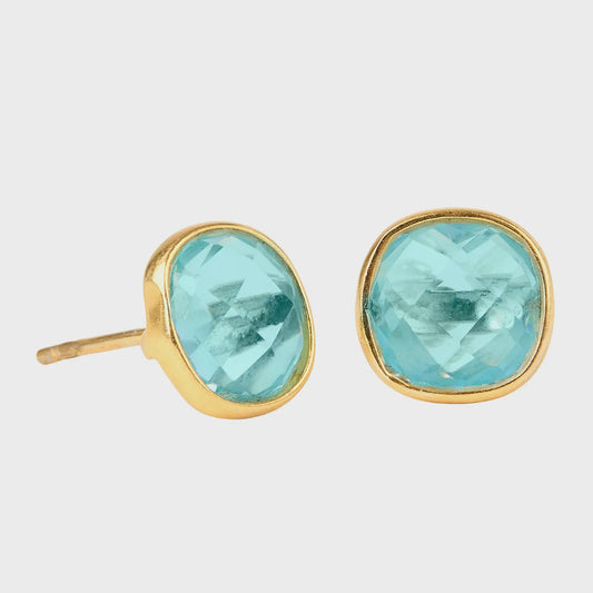Cushion Shaped Gemstone Stud Earrings