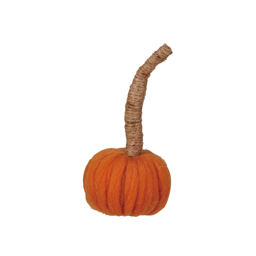 Wool Pumpkin w/Jute Wrapped Stem