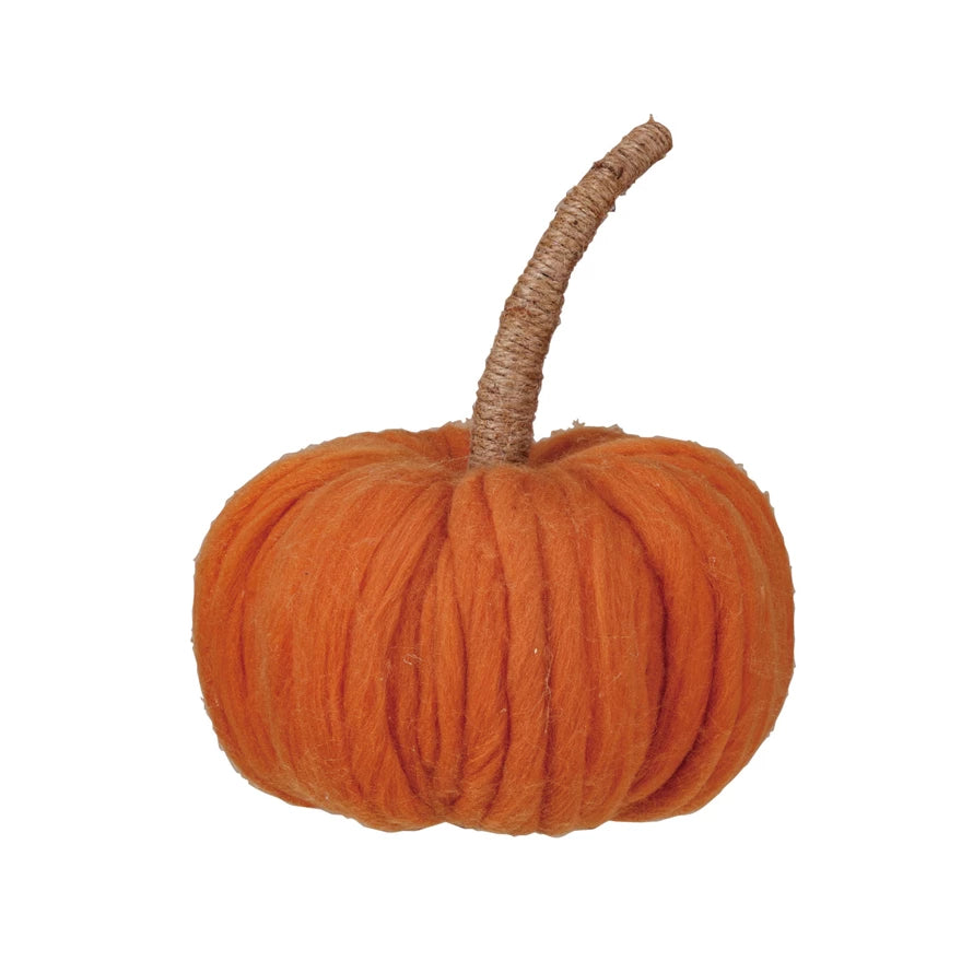 Wool Pumpkin w/Jute Wrapped Stem