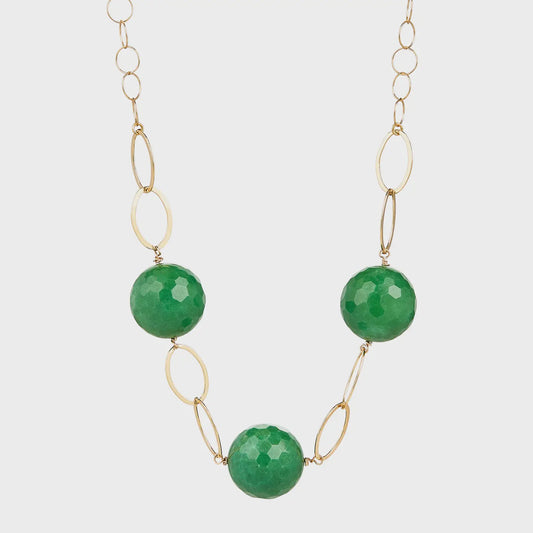 Emerald Jade Gumball Necklace 18"