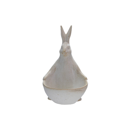 Stoneware Rabbit with Bowl/Planter