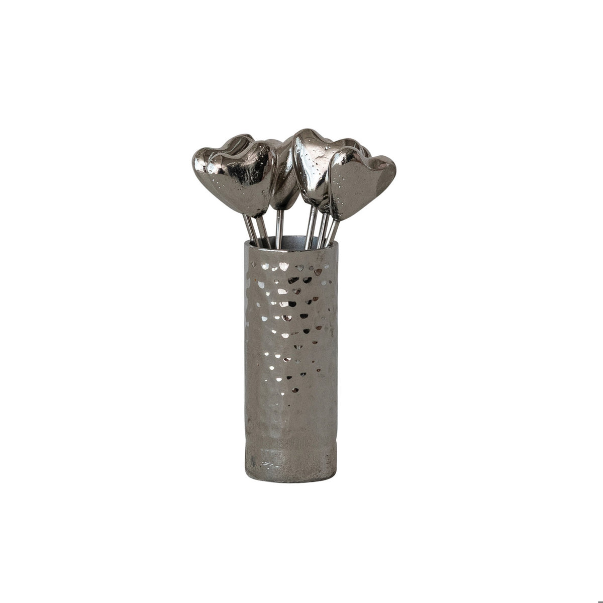 Aluminum Holder w/Stainless Steel Heart Appetizer Picks