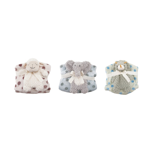 Plush Animal w/Polka Dot Blanket