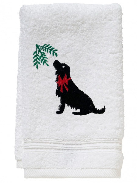 Terry Guest Towel - Holiday Black Lab