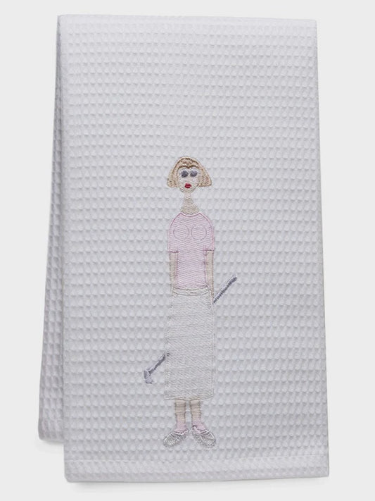 Waffle Guest Towel, Golf Lady