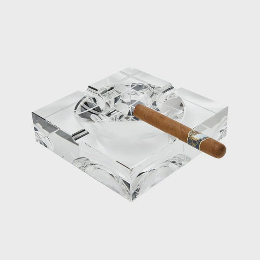 Square Crystal Glass Ashtray - Large