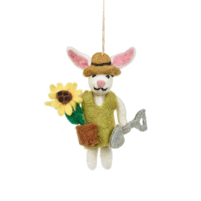 Greta the Gardening Bunny Felt Ornament