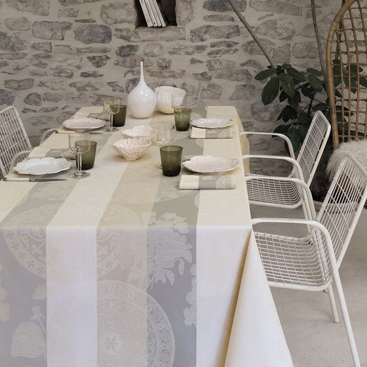 Coated Fleurs Gourmandes Chalk Tablecloth