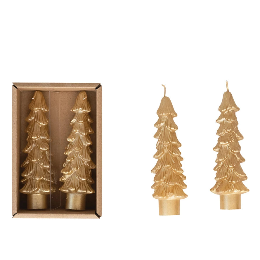 Unscented Tree-Shaped Taper Candles, Set of 2