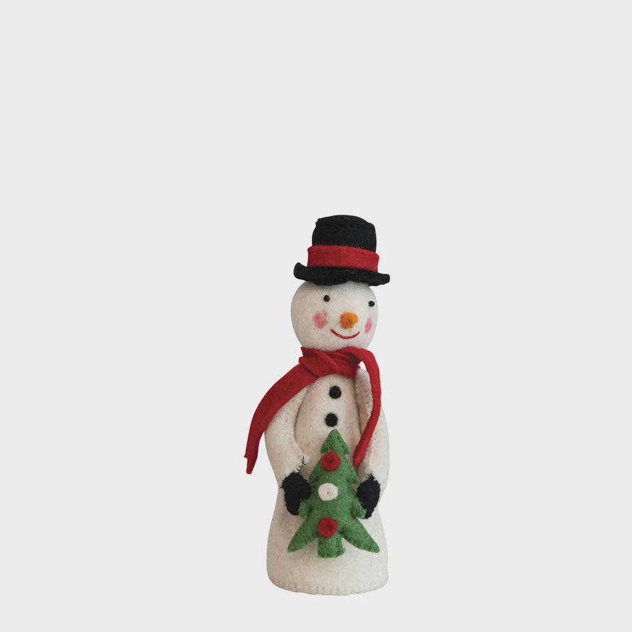 Wool Felt Snowman w/Hat, Scarf, Tree