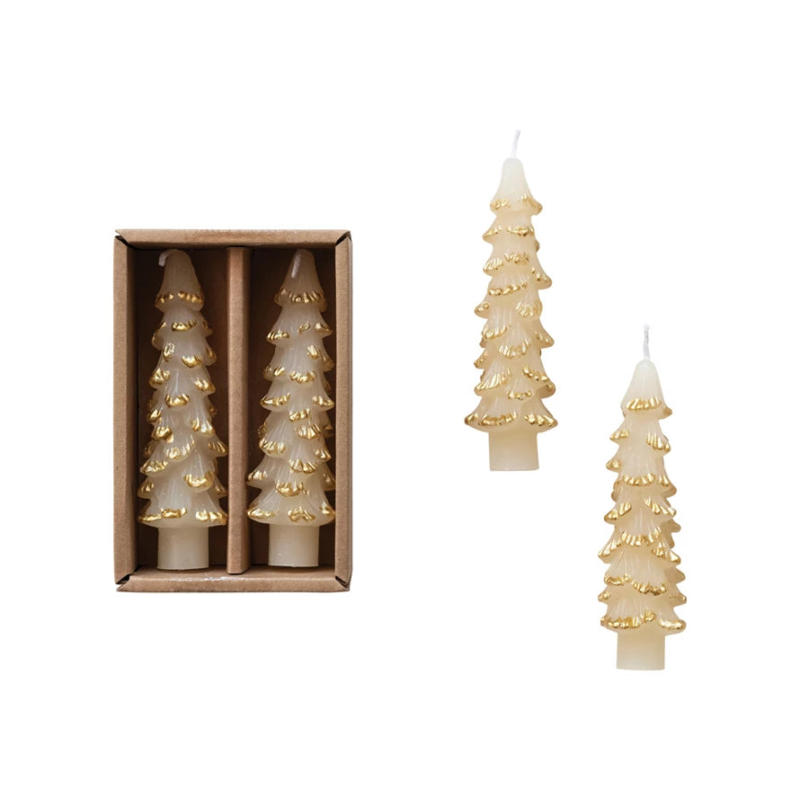 Unscented Tree-Shaped Taper Candles, Set of 2