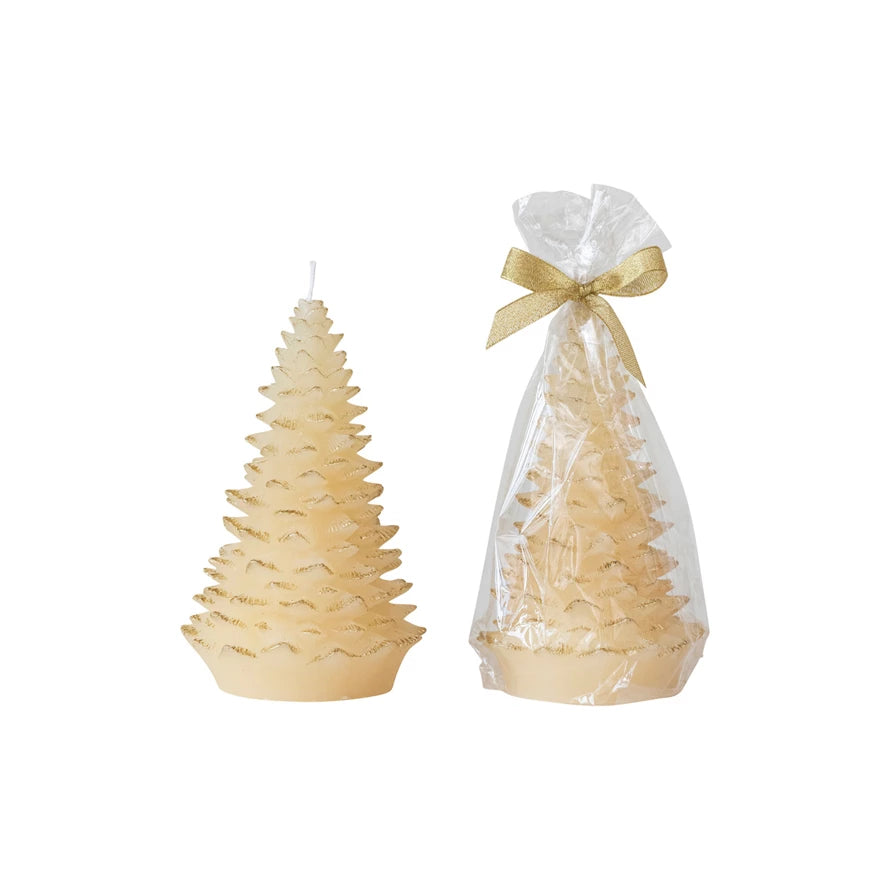 Unscented Tree Shaped Candle w/Gold Tips