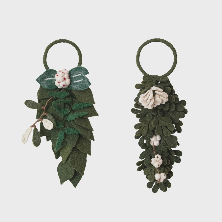 Wool Felt Door Hanger w/Leaves, Flowers