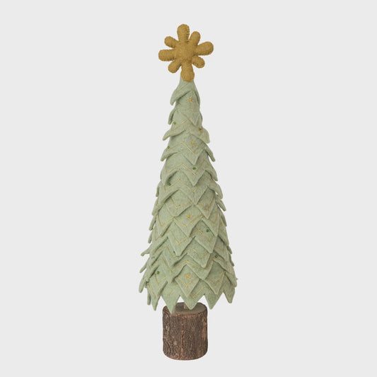 Wool Felt Tree w/ Star & Wood Base