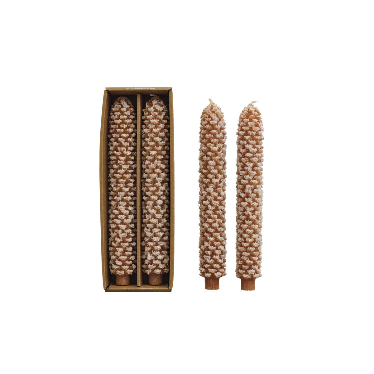 Unscented Pinecone-Shaped Taper Candles, Set of 2